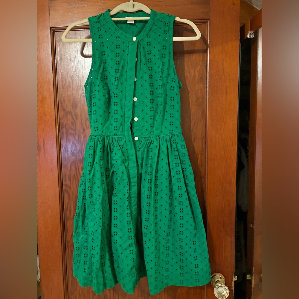 Sleeveless Button-Front Eyelet Dress
